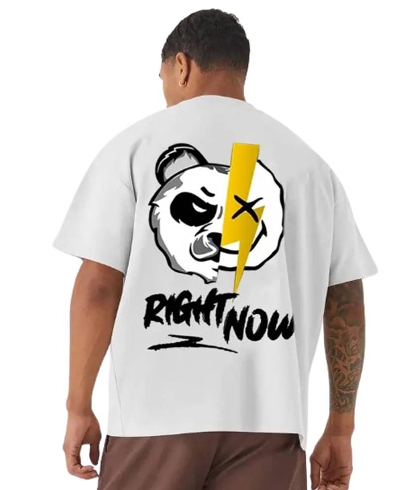 Stelino Men Cotton Blend Oversized Fit Printed T-Shirt ( White ) Stelino Men Cotton Blend Oversized Fit Printed T-Shirt ( White )