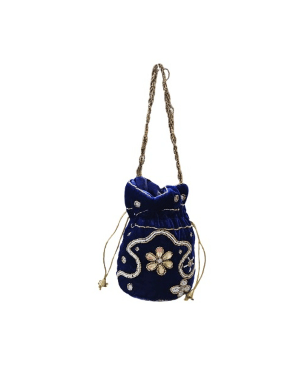     			Sunvika House Blue Velvet Potli