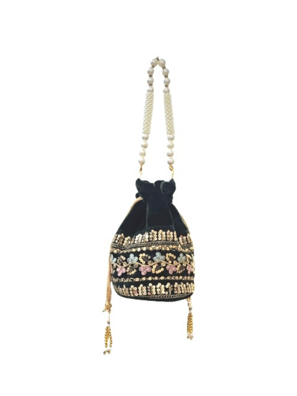     			Sunvika House Green Velvet Potli