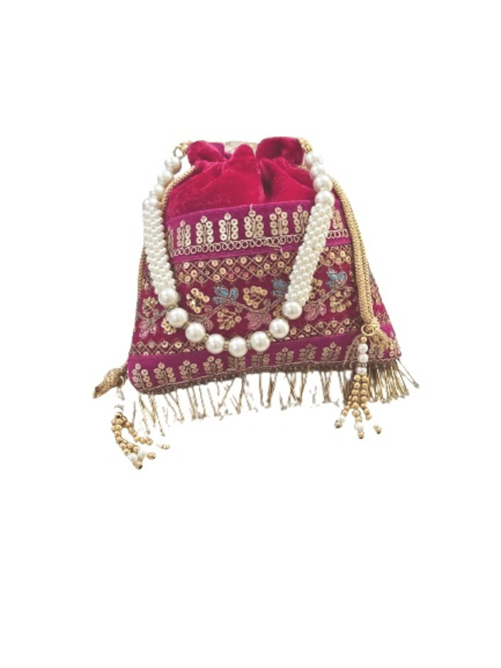     			Sunvika House Magenta Velvet Potli