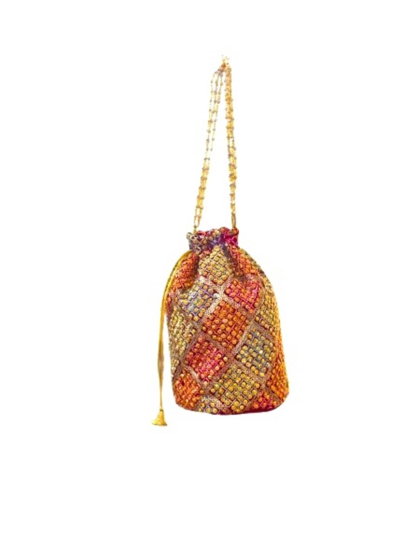     			Sunvika House Maroon Fabric Potli