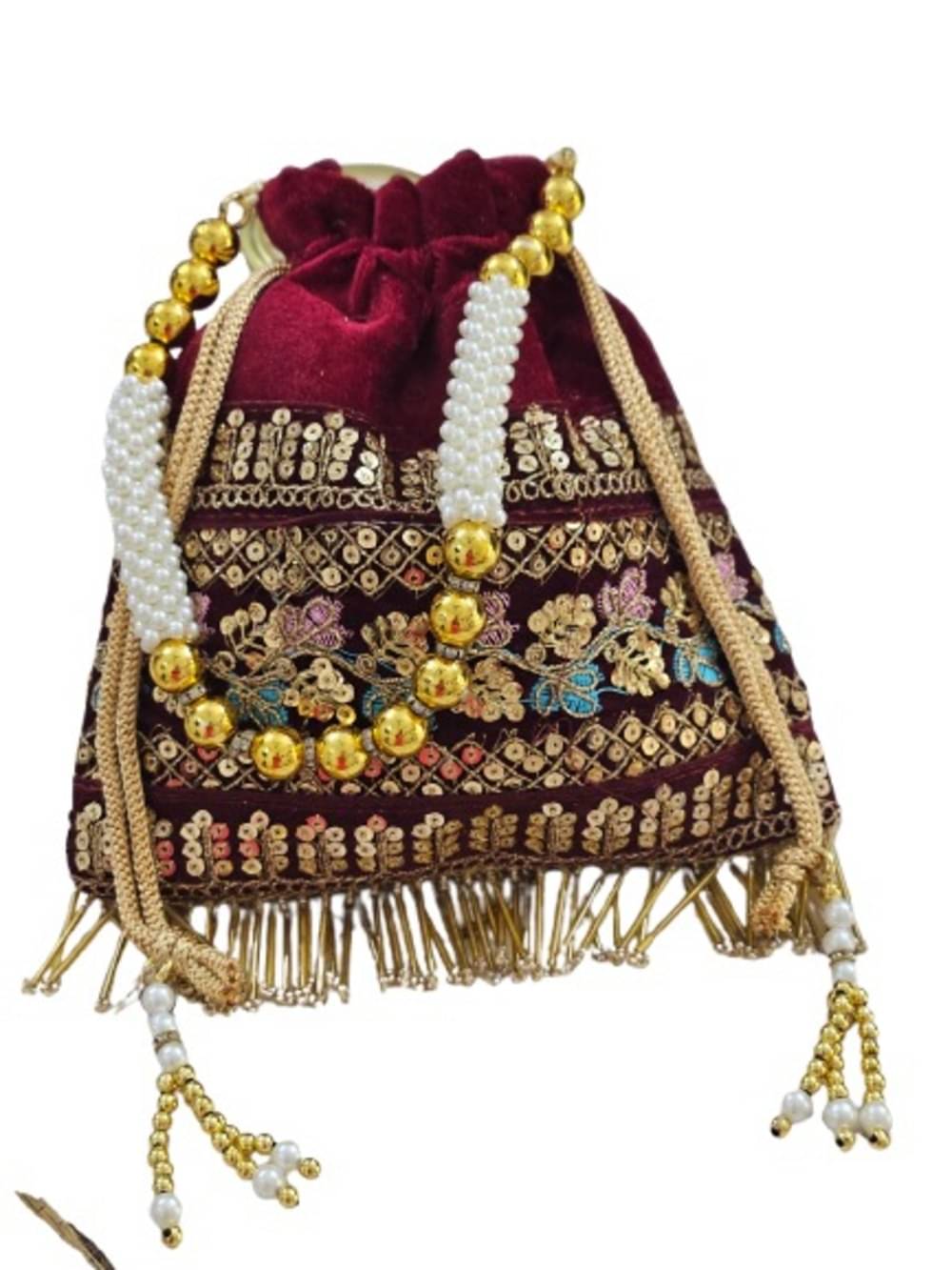     			Sunvika House Maroon Velvet Potli