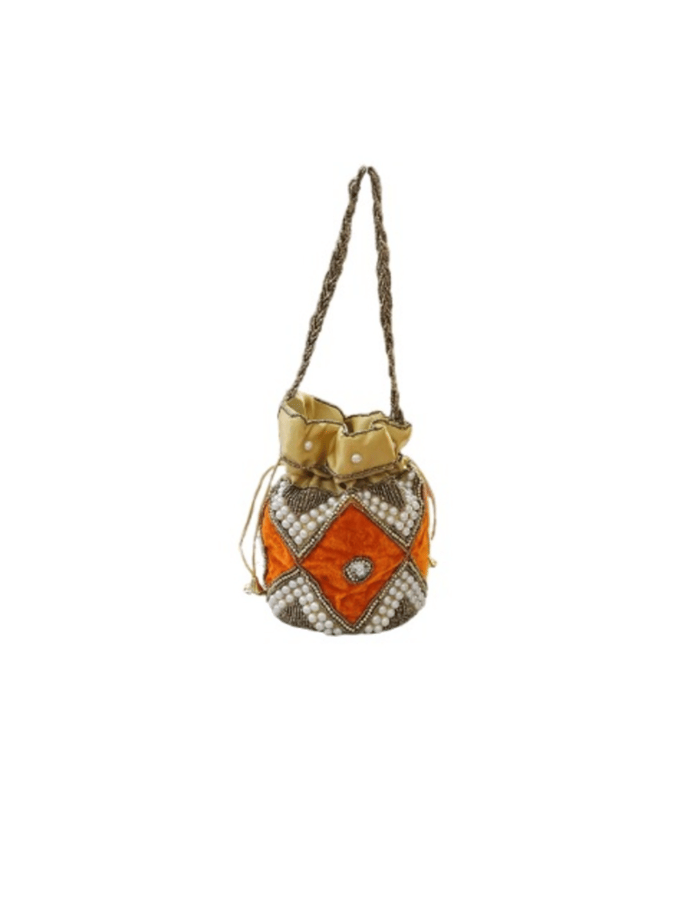     			Sunvika House Orange Velvet Potli