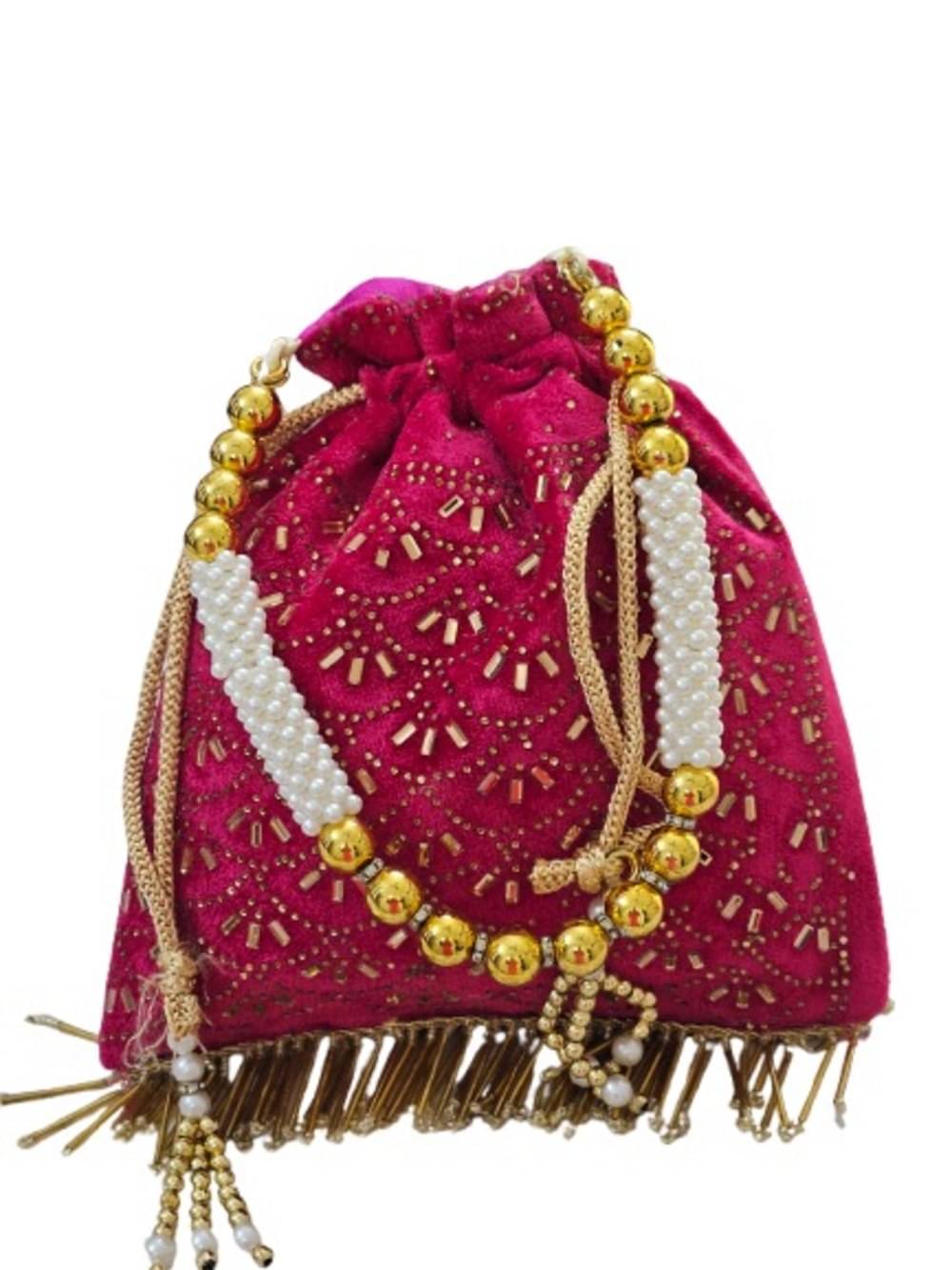     			Sunvika House Pink Velvet Potli