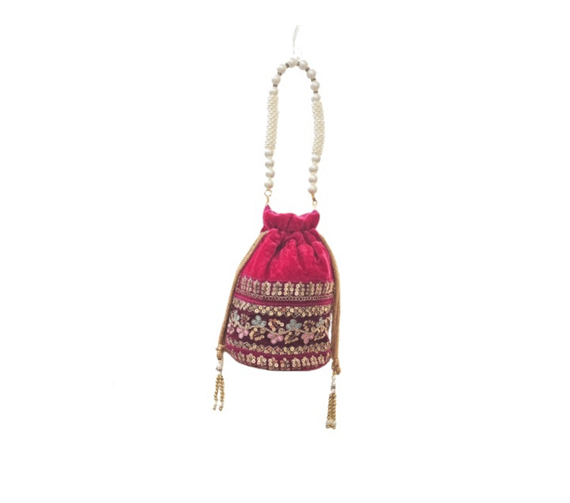     			Sunvika House Pink Velvet Potli
