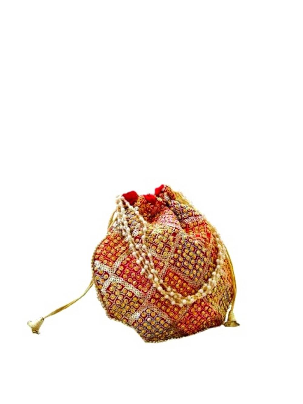    			Sunvika House Red Fabric Potli