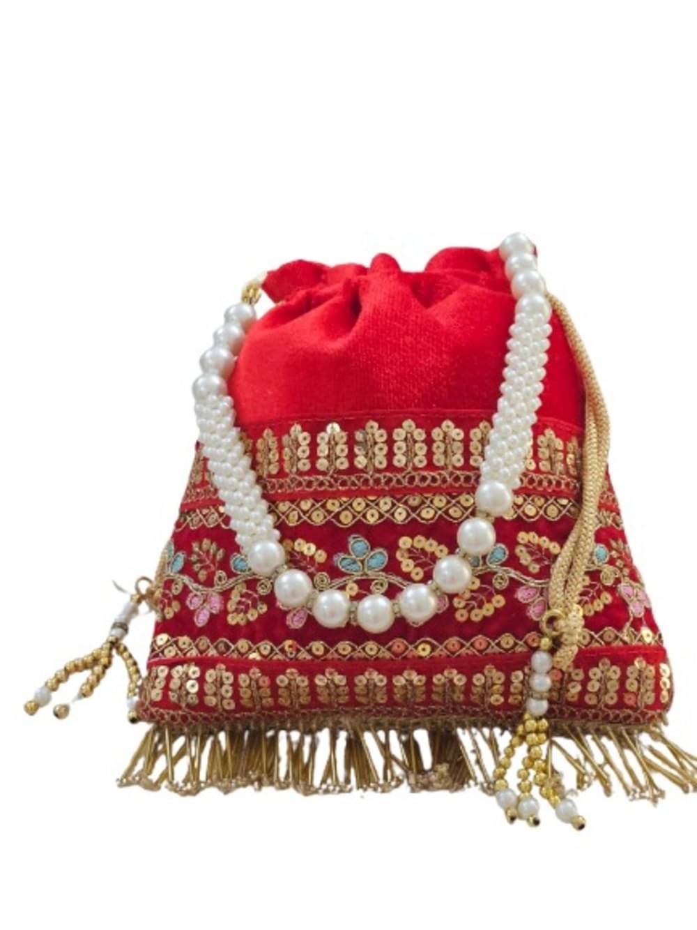     			Sunvika House Red Velvet Potli
