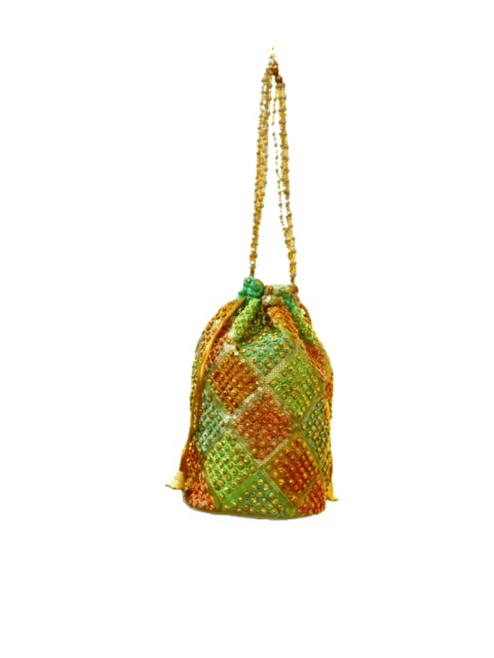     			Sunvika House Sea Green Fabric Potli