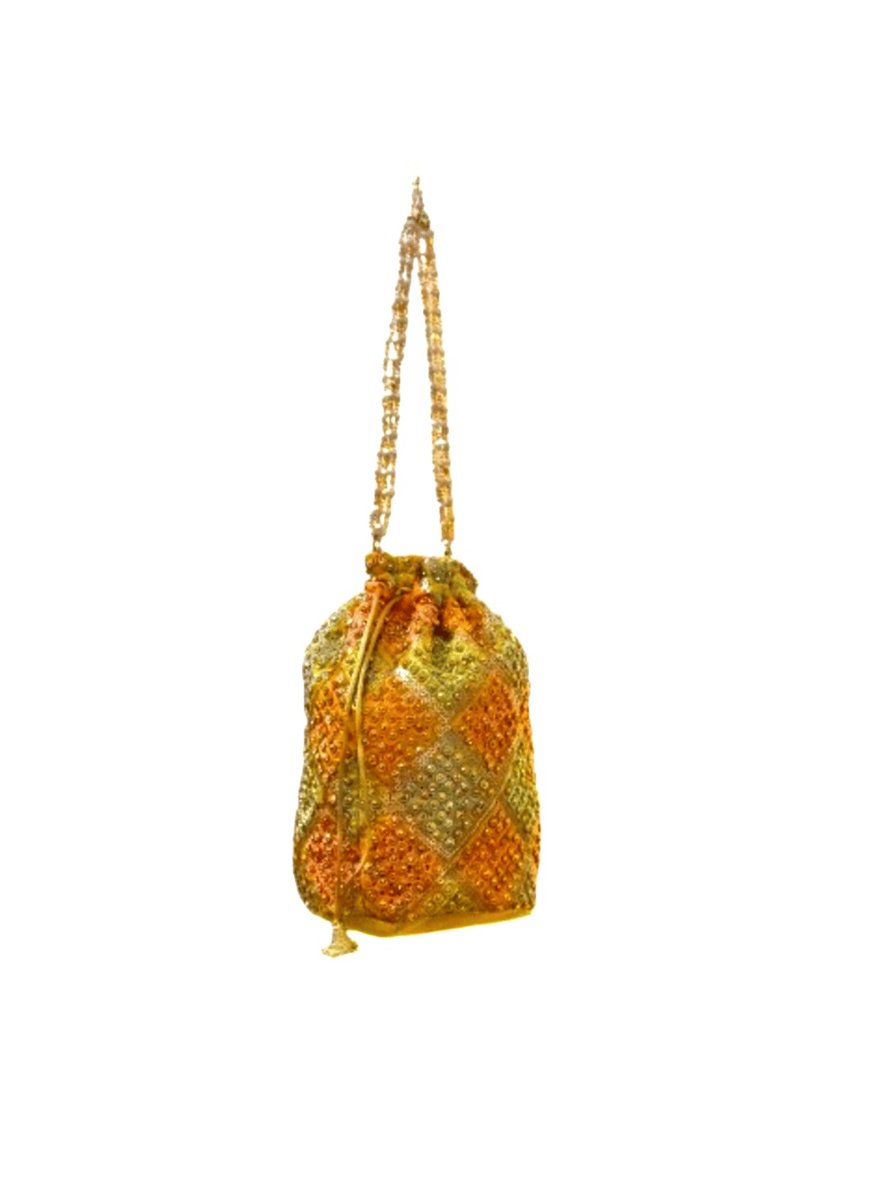     			Sunvika House Yellow Fabric Potli