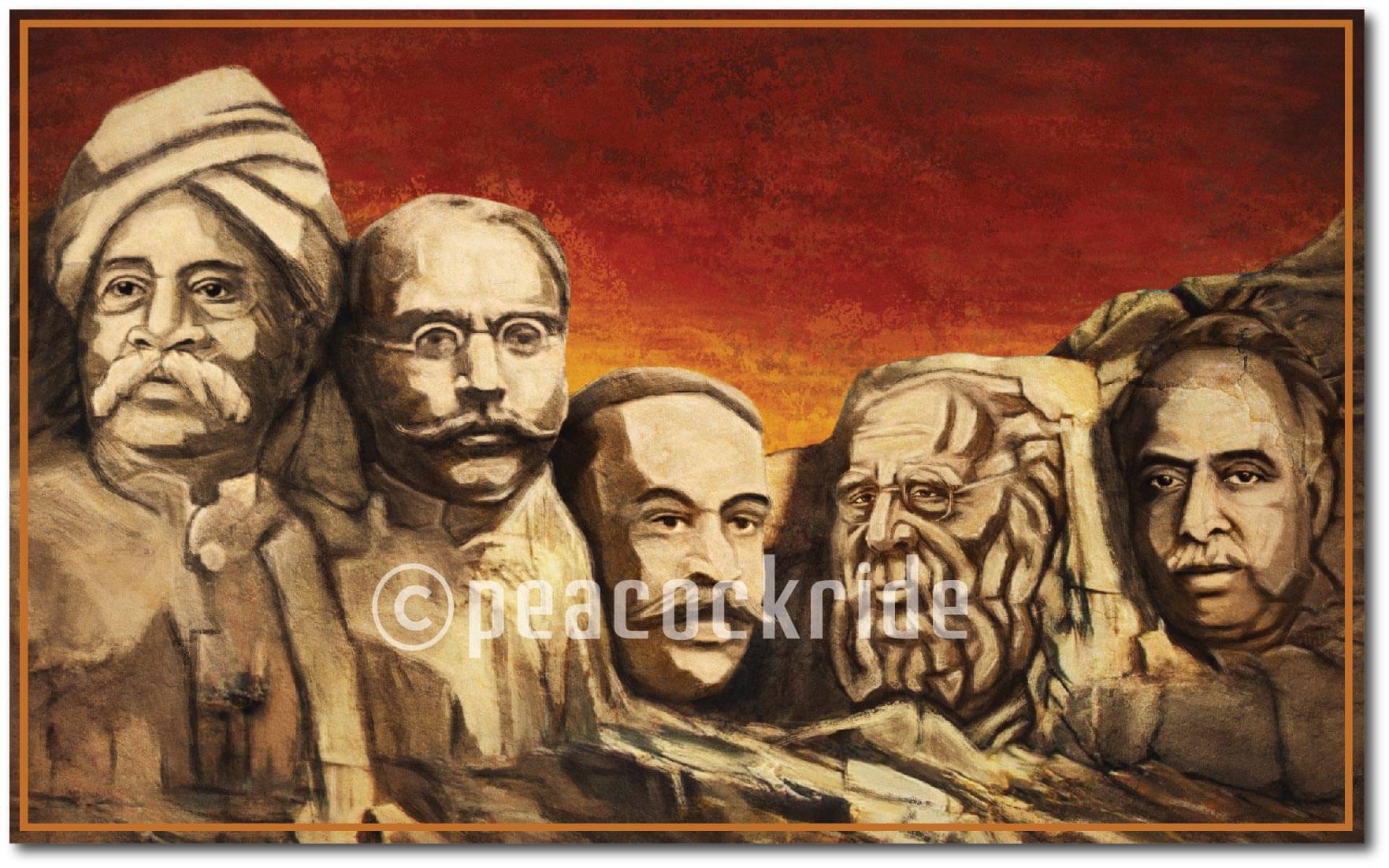 The Art of Mount Rushmore with Dravidian Leader's - P. Theagaraya Chetty I Nadesa Mudaliyar I T M Nair I Periyar I Anna Wall Poster The Art of Mount Rushmore with Dravidian Leader's - P. Theagaraya Chetty I Nadesa Mudaliyar I T M Nair I Periyar I Anna Wall Poster