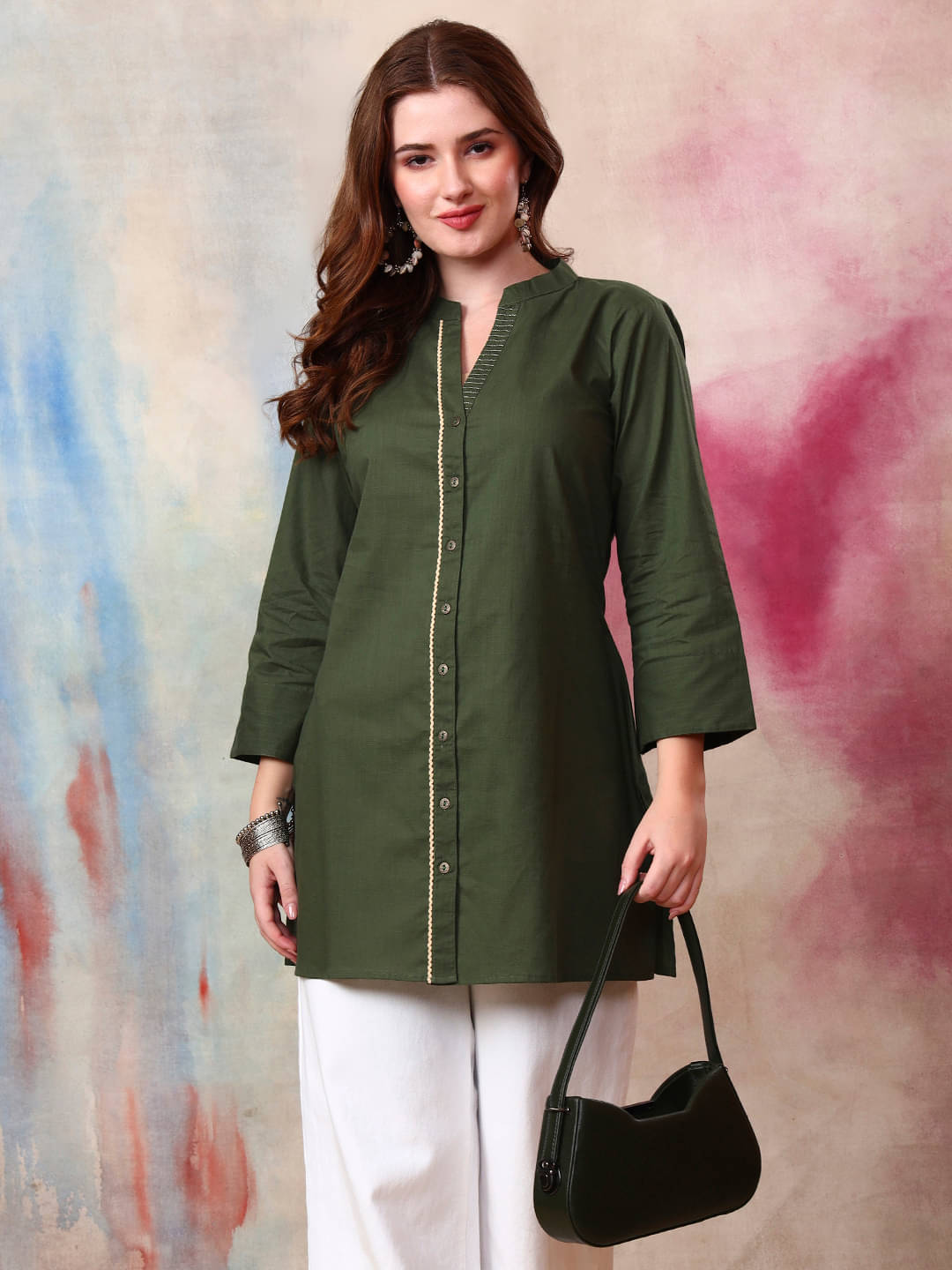 Tissu Women Cotton Solid Straight Kurti ( Dark Green ) Tissu Women Cotton Solid Straight Kurti ( Dark Green )
