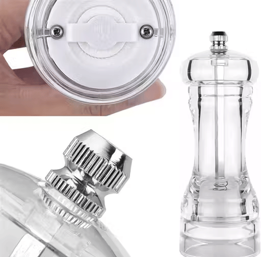 Traditional Acrylic Salt & Pepper Shakers with Coarseness Refillable Mechanism for Kitchen Dining Traditional Acrylic Salt & Pepper Shakers with Coarseness Refillable Mechanism for Kitchen Dining