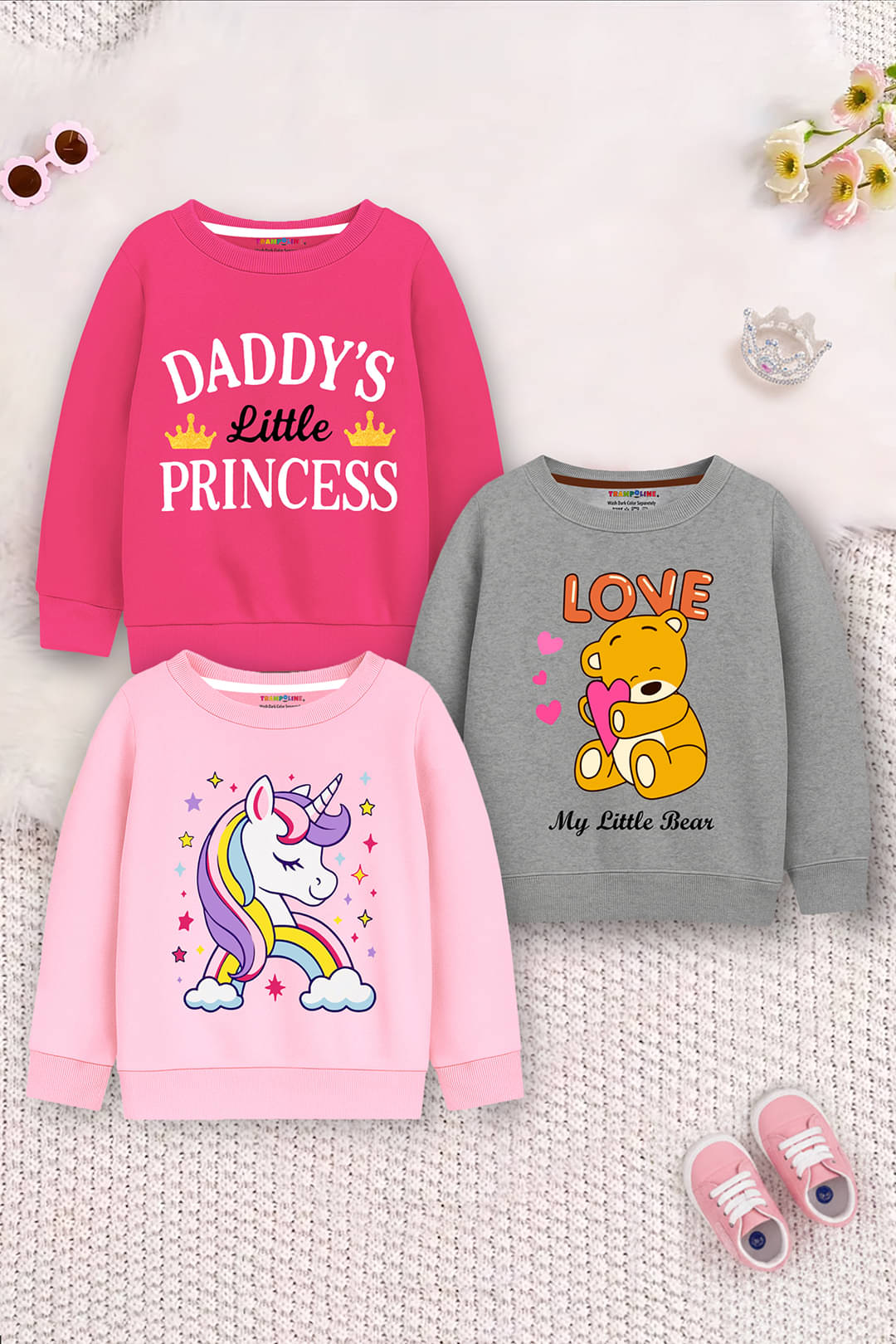     			Trampoline Pack of 3 Girls Fleece Sweatshirt ( Multicolor )