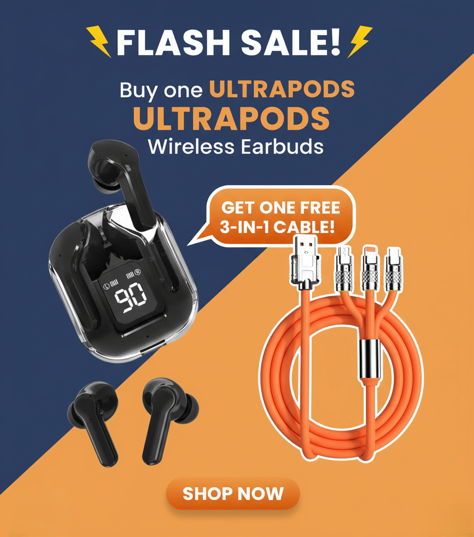     			Tws Ultrapods display bluetooth, Earbuds Pro + 3 in 1 data fast cable ,  Bluetooth Headphone + 3  in 1 charging cable