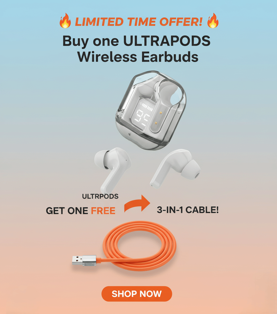     			Tws Ultrapods display bluetooth, Earbuds Pro + 3 in 1 data fast cable ,  Bluetooth Headphone + 3  in 1 charging cable