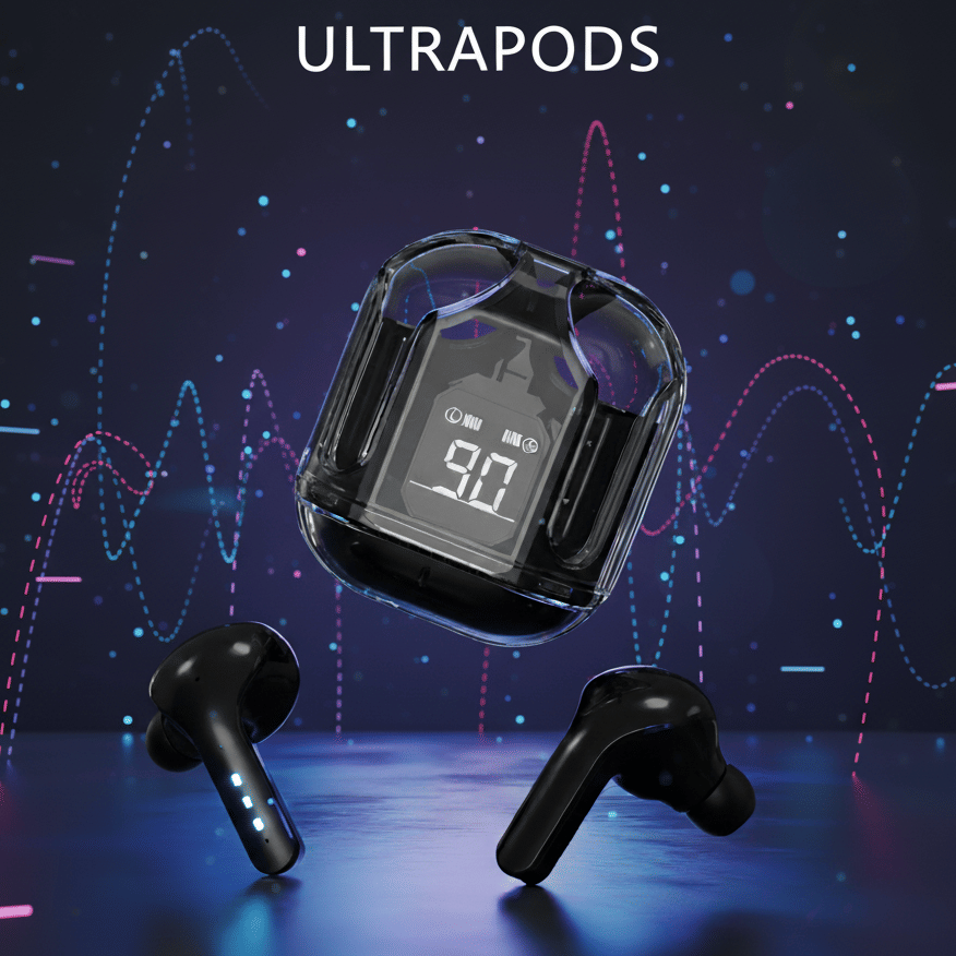     			Ultrapods in-Ear Wireless Earbuds, Ultrapods max TWS Bluetooth Earphones with Charging Case and LED Digital Display, Microphone, Bluetooth Devices