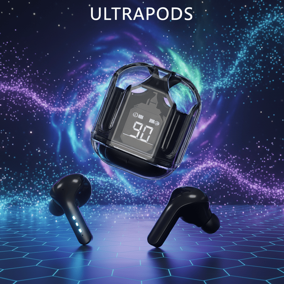     			Ultrapods in-Ear Wireless Earbuds, Ultrapods max TWS Bluetooth Earphones with Charging Case and LED Digital Display, Microphone, Bluetooth Devices
