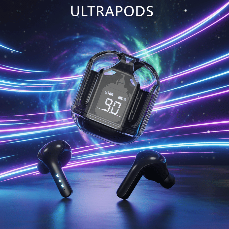     			Ultrapods in-Ear Wireless Earbuds, Ultrapods max TWS Bluetooth Earphones with Charging Case and LED Digital Display, Microphone, Bluetooth Devices