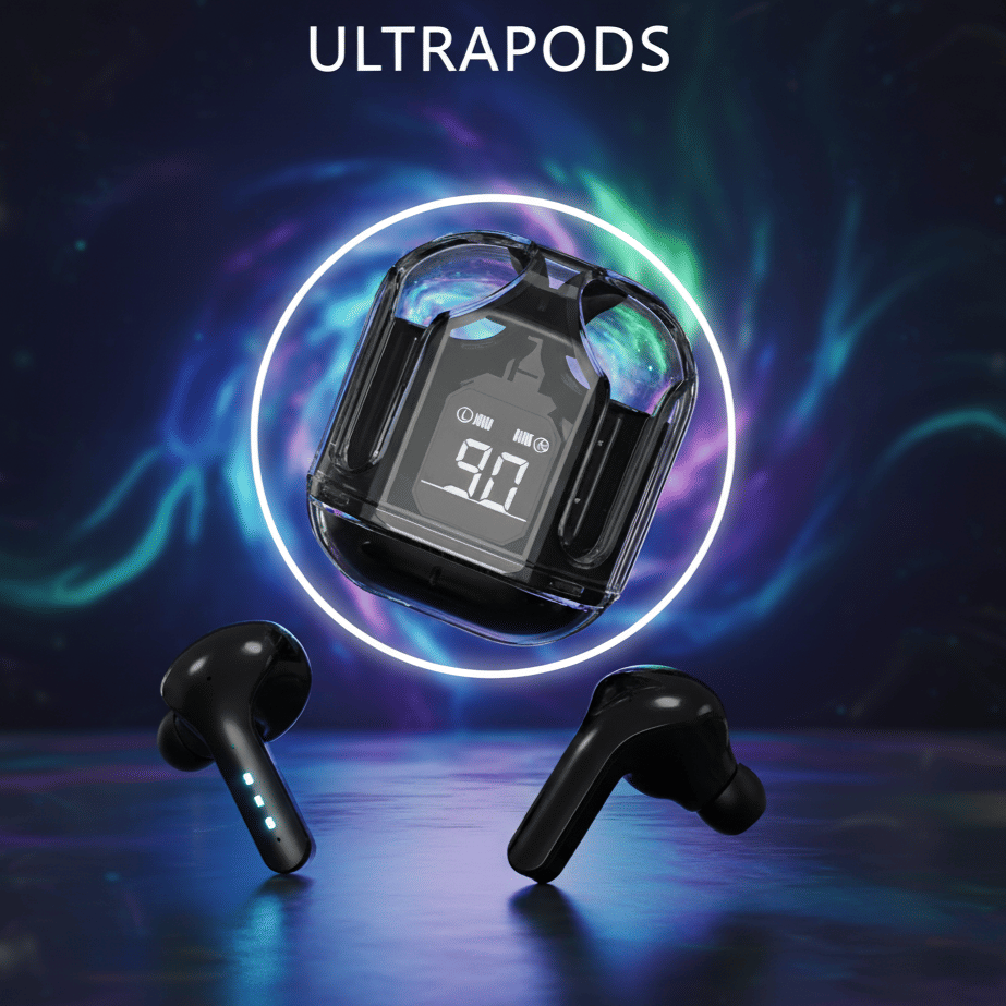     			Ultrapods in-Ear Wireless Earbuds, Ultrapods max TWS Bluetooth Earphones with Charging Case and LED Digital Display, Microphone, Bluetooth Devices