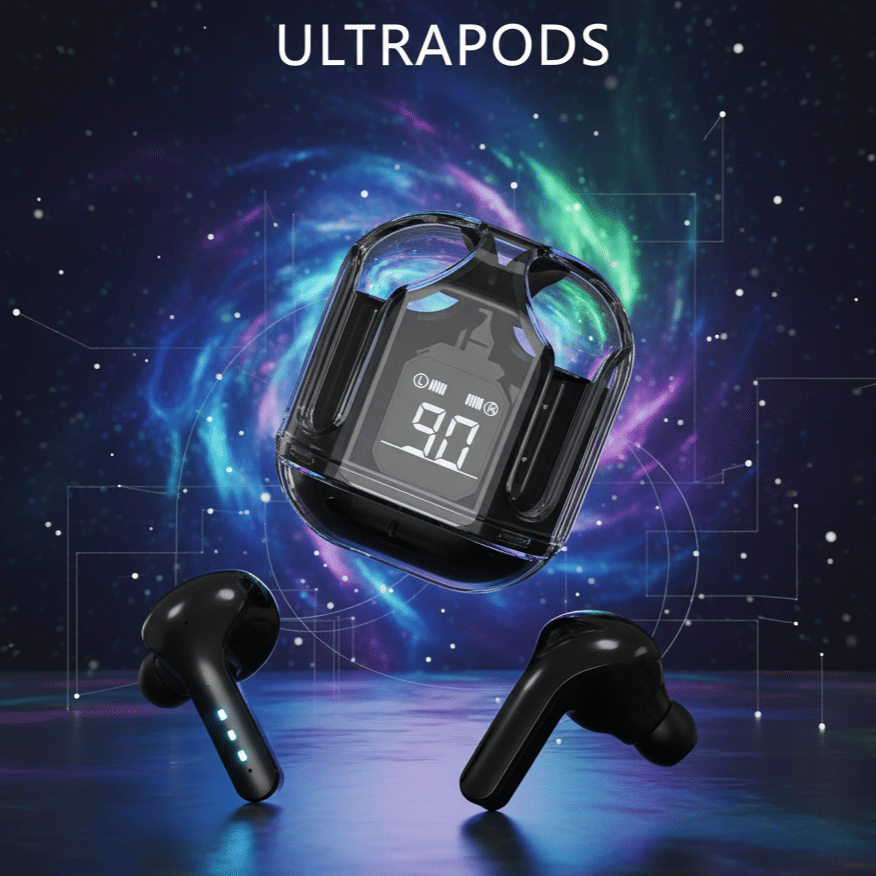     			Ultrapods in-Ear Wireless Earbuds, Ultrapods max TWS Bluetooth Earphones with Charging Case and LED Digital Display, Microphone, Bluetooth Devices