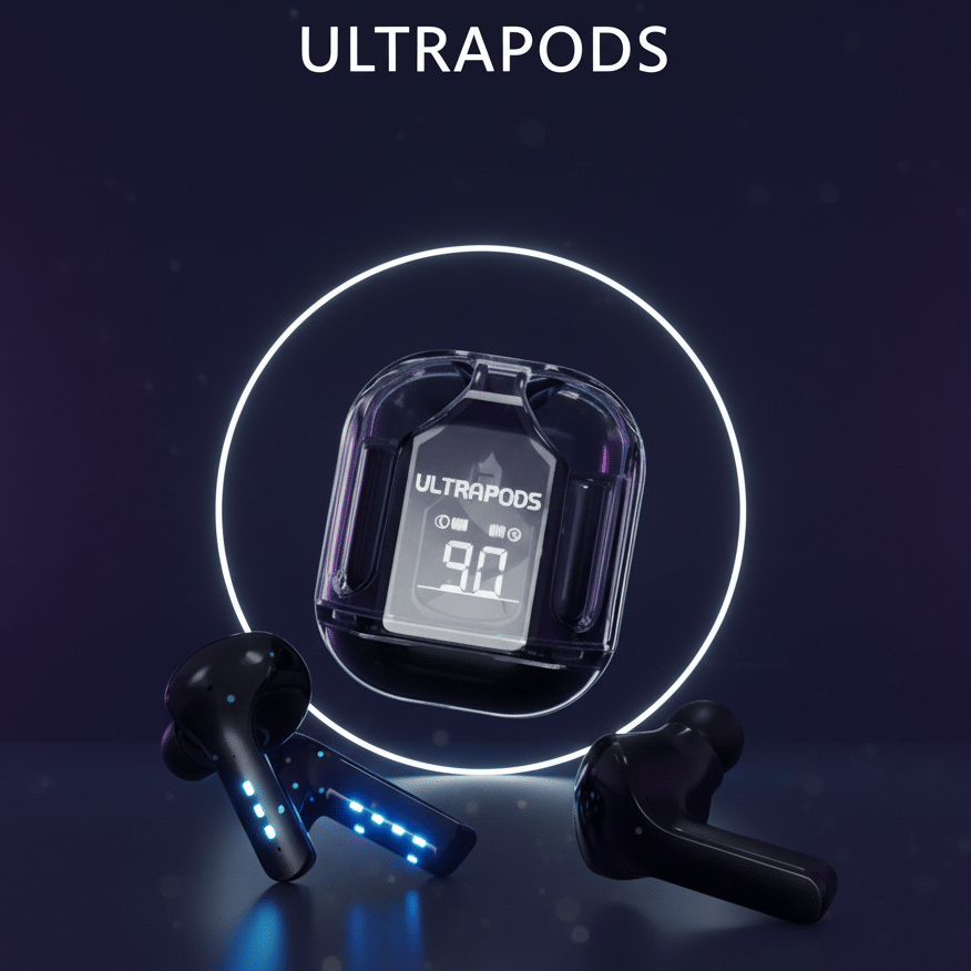     			Ultrapods in-Ear Wireless Earbuds, Ultrapods max TWS Bluetooth Earphones with Charging Case and LED Digital Display, Microphone, Bluetooth Devices