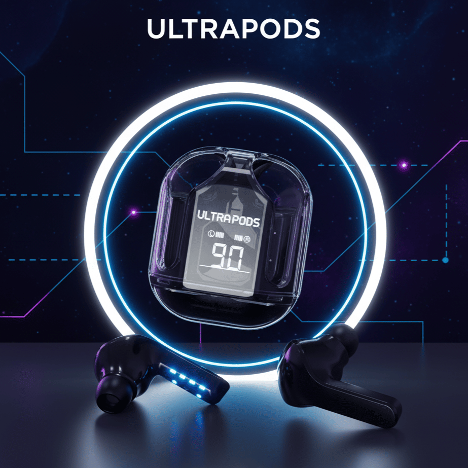    			Ultrapods in-Ear Wireless Earbuds, Ultrapods max TWS Bluetooth Earphones with Charging Case and LED Digital Display, Microphone, Bluetooth Devices