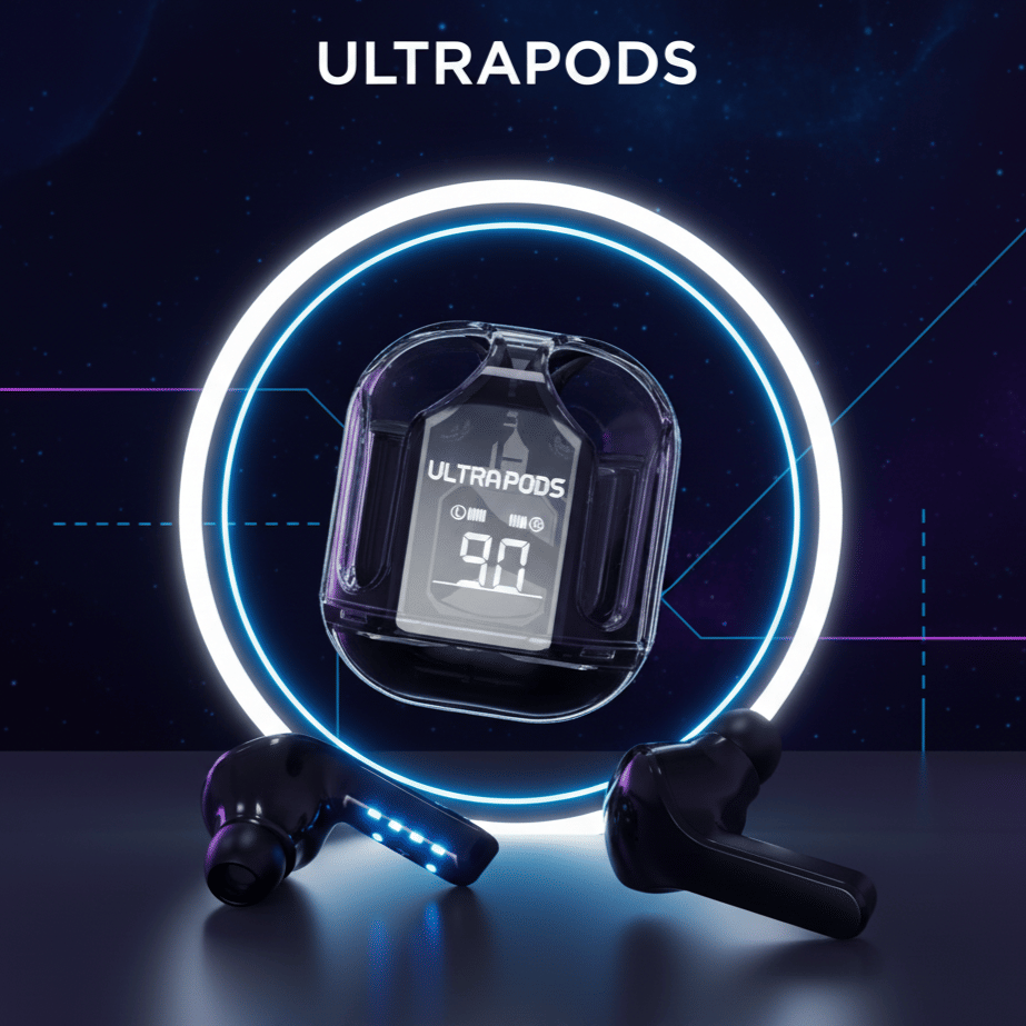     			Ultrapods in-Ear Wireless Earbuds, Ultrapods max TWS Bluetooth Earphones with Charging Case and LED Digital Display, Microphone, Bluetooth Devices
