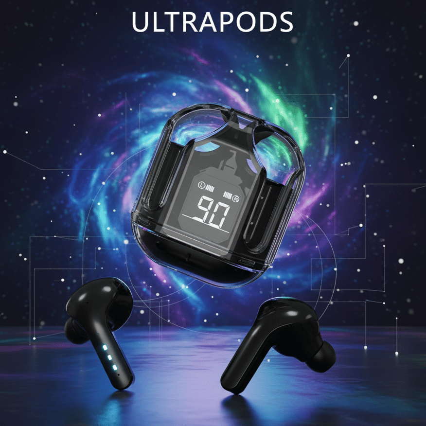     			Ultrapods in-Ear Wireless Earbuds, Ultrapods max TWS Bluetooth Earphones with Charging Case and LED Digital Display, Microphone, Bluetooth Devices