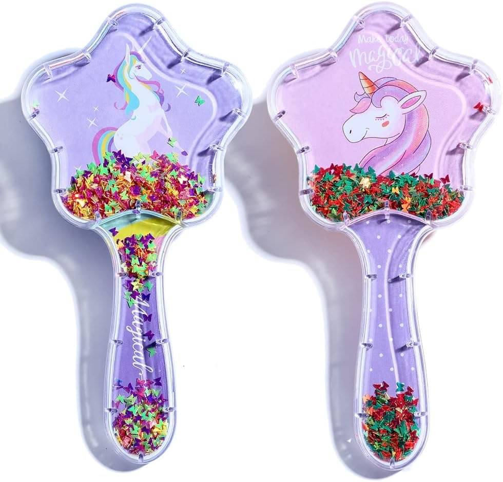 Unicorn Imported Novelty Glittery Star Brush Detangler Paddle Cushion Antistatic Hair Loss Massage Hairbrush 3D Unicorn Kids Hair Brush/Hair Comb (Raindom Color)(Pack of 2)     			Unicorn Imported Novelty Glittery Star Brush Detangler Paddle Cushion Antistatic Hair Loss Massage Hairbrush 3D Unicorn Kids Hair Brush/Hair Comb (Raindom Color)(Pack of 2)