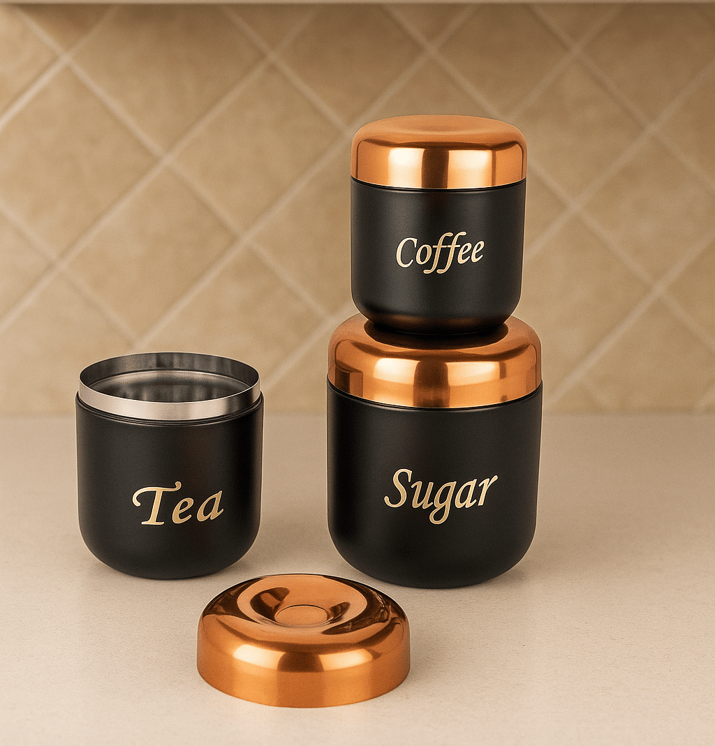     			Visaxmi Steel Silver Tea/Coffee/Sugar Container ( Set of 3 )