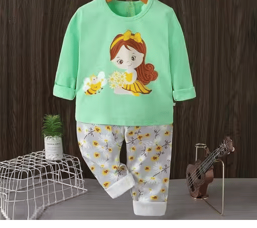     			WARSI BROTHER''S Pack of 1 Baby Girls Cotton Blend T-shirt & Capris ( Sea Green )