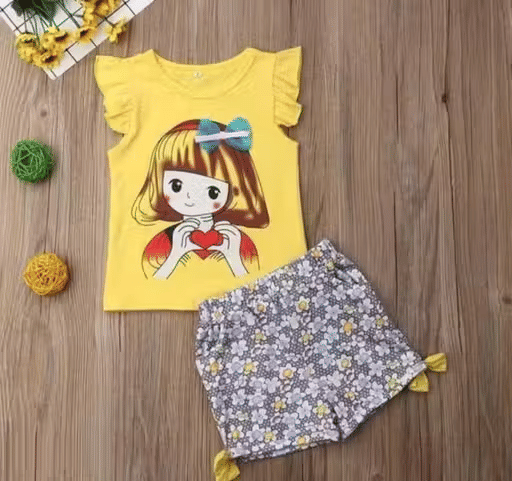     			WARSI BROTHER''S Pack of 1 Baby Girls Cotton Blend T-shirt & Shorts ( Yellow )