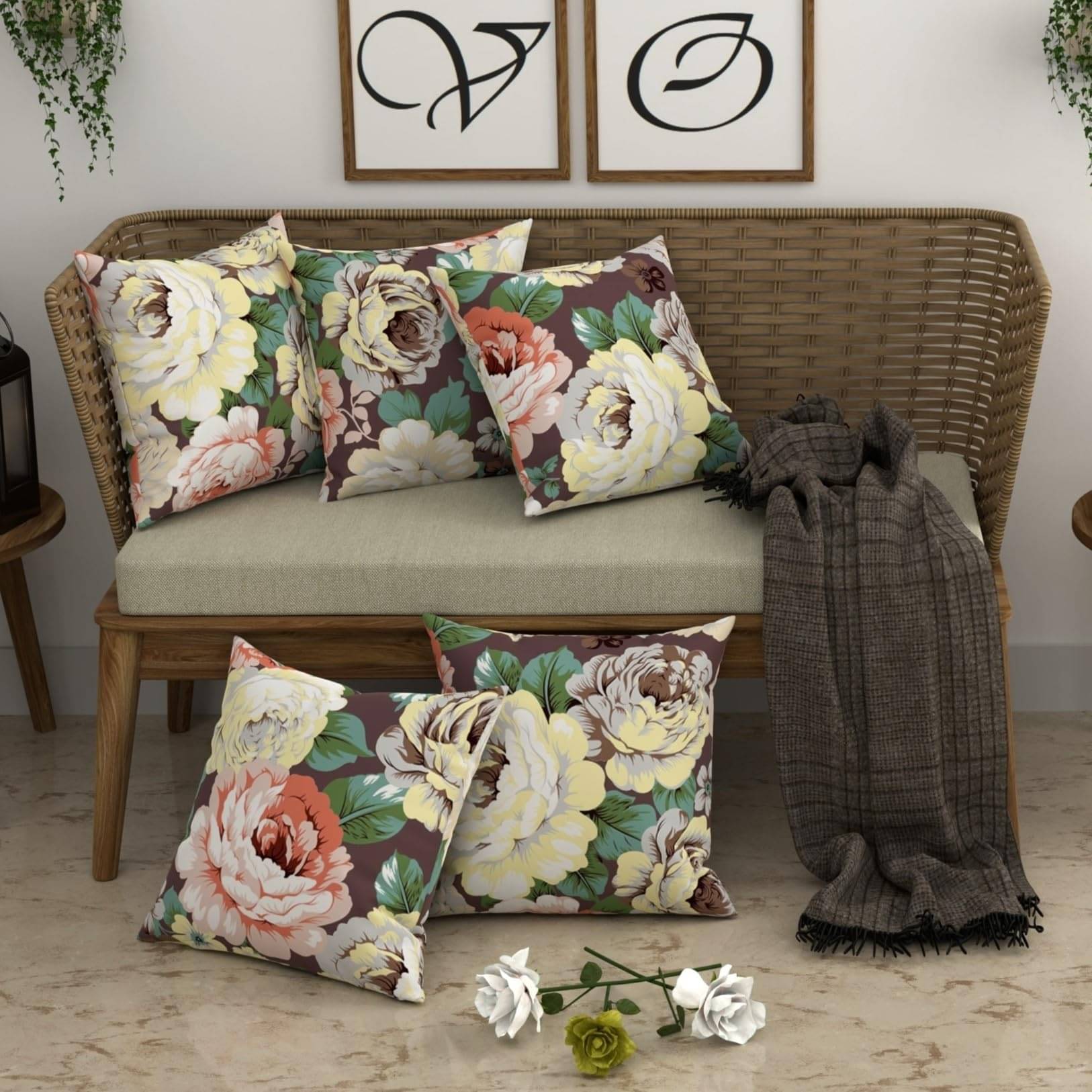 chhavi india Set of 1 Cotton Blend Floral Square Cushion Cover (40X40)cm - Multi     			chhavi india Set of 1 Cotton Blend Floral Square Cushion Cover (40X40)cm - Multi