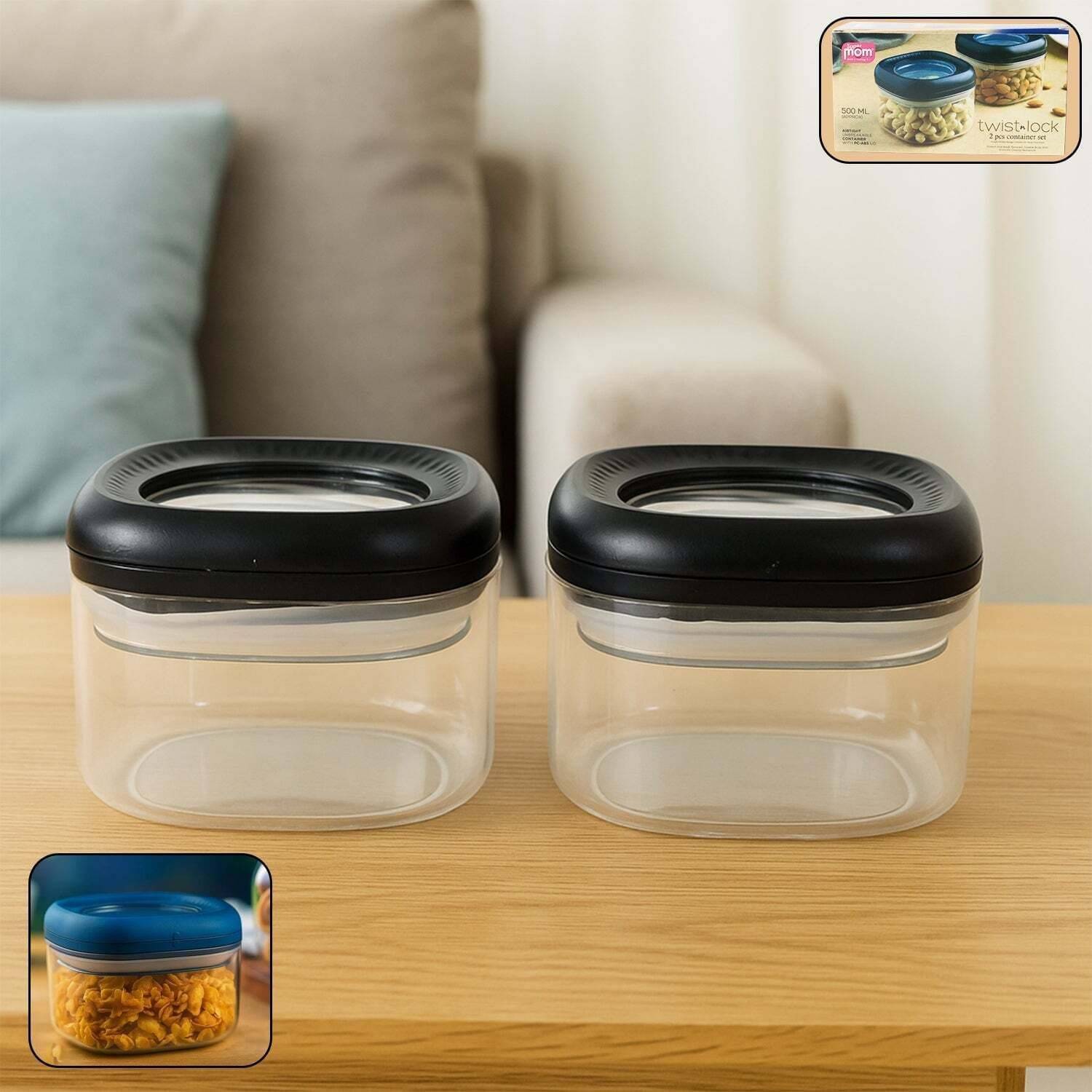     			deodap Plastic Black Utility Container ( Set of 2 )