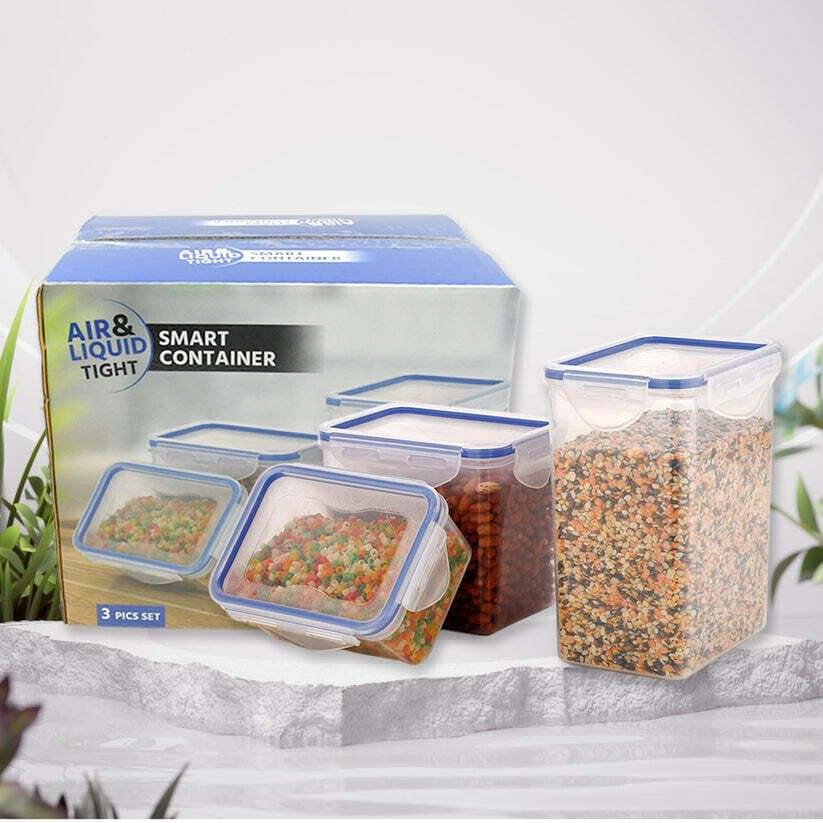     			deodap Plastic Transparent Food Container ( Set of 3 )