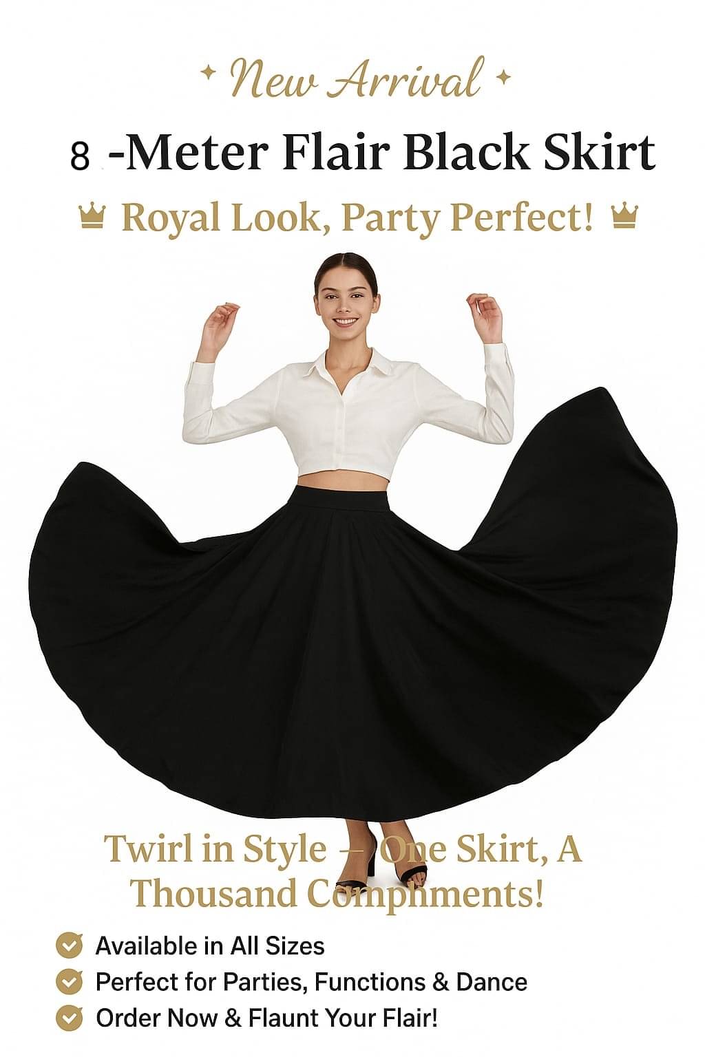     			upome Black Crepe Women's Flared Skirt ( Pack of 1 )