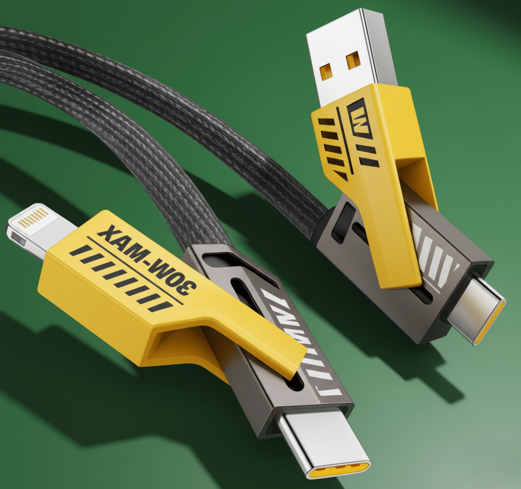     			4-in-1 USB C Cable 65W [Fast Charging & Data Sync] Flat Braided Anti-Tangle iPhone Charger Cord with Multi Charging Cable Combo Type