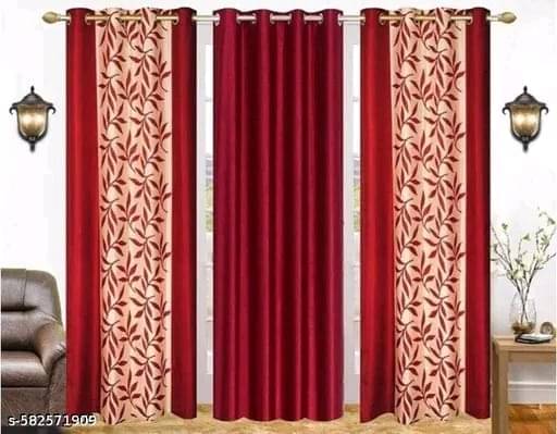 AADI TRADERS Floral Semi-Transparent Eyelet Curtain 7 ft ( Pack of 3 ) - Maroon AADI TRADERS Floral Semi-Transparent Eyelet Curtain 7 ft ( Pack of 3 ) - Maroon
