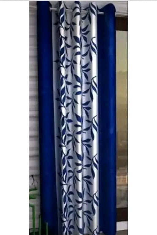 AADI TRADERS Floral Semi-Transparent Eyelet Curtain 7 ft ( Pack of 1 ) - Blue AADI TRADERS Floral Semi-Transparent Eyelet Curtain 7 ft ( Pack of 1 ) - Blue