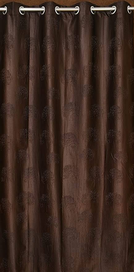 AADI TRADERS Floral Semi-Transparent Eyelet Curtain 7 ft ( Pack of 2 ) - Brown AADI TRADERS Floral Semi-Transparent Eyelet Curtain 7 ft ( Pack of 2 ) - Brown