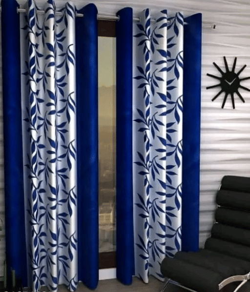 AADI TRADERS Floral Semi-Transparent Eyelet Curtain 5 ft ( Pack of 2 ) - Blue AADI TRADERS Floral Semi-Transparent Eyelet Curtain 5 ft ( Pack of 2 ) - Blue