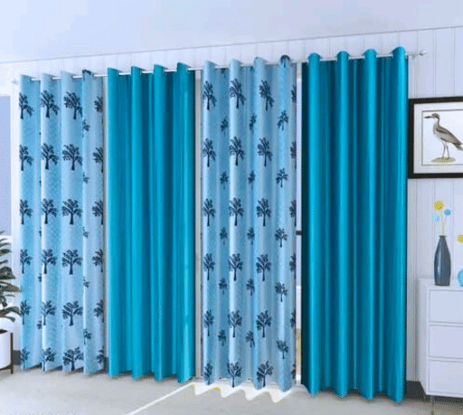AADI TRADERS Floral Semi-Transparent Eyelet Curtain 5 ft ( Pack of 4 ) - Aqua AADI TRADERS Floral Semi-Transparent Eyelet Curtain 5 ft ( Pack of 4 ) - Aqua