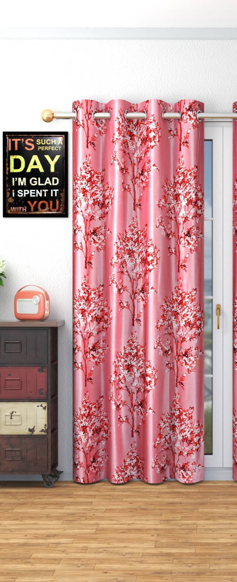 AADI TRADERS Floral Semi-Transparent Eyelet Curtain 5 ft ( Pack of 1 ) - Maroon     			AADI TRADERS Floral Semi-Transparent Eyelet Curtain 5 ft ( Pack of 1 ) - Maroon