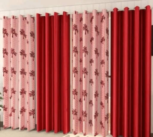 AADI TRADERS Floral Semi-Transparent Eyelet Curtain 7 ft ( Pack of 4 ) - Maroon AADI TRADERS Floral Semi-Transparent Eyelet Curtain 7 ft ( Pack of 4 ) - Maroon