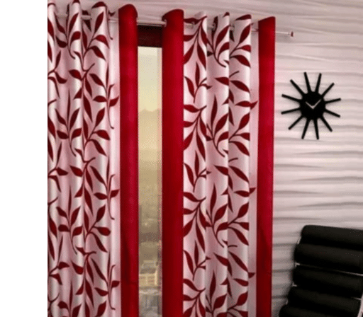     			AADI TRADERS Floral Semi-Transparent Eyelet Curtain 7 ft ( Pack of 1 ) - Maroon