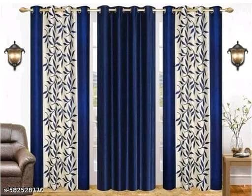 AADI TRADERS Floral Semi-Transparent Eyelet Curtain 5 ft ( Pack of 3 ) - Blue AADI TRADERS Floral Semi-Transparent Eyelet Curtain 5 ft ( Pack of 3 ) - Blue