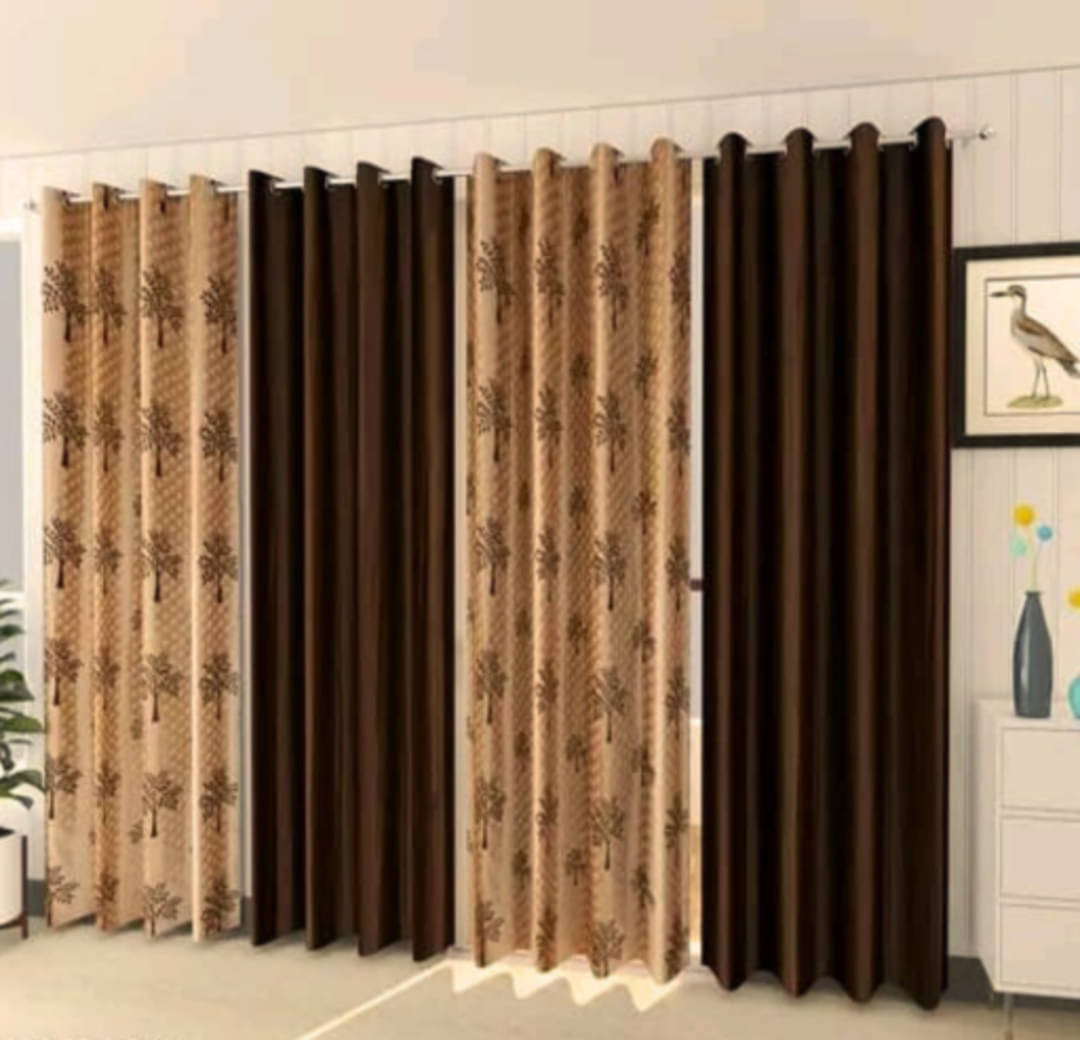 AADI TRADERS Floral Semi-Transparent Eyelet Curtain 9 ft ( Pack of 4 ) - Brown AADI TRADERS Floral Semi-Transparent Eyelet Curtain 9 ft ( Pack of 4 ) - Brown