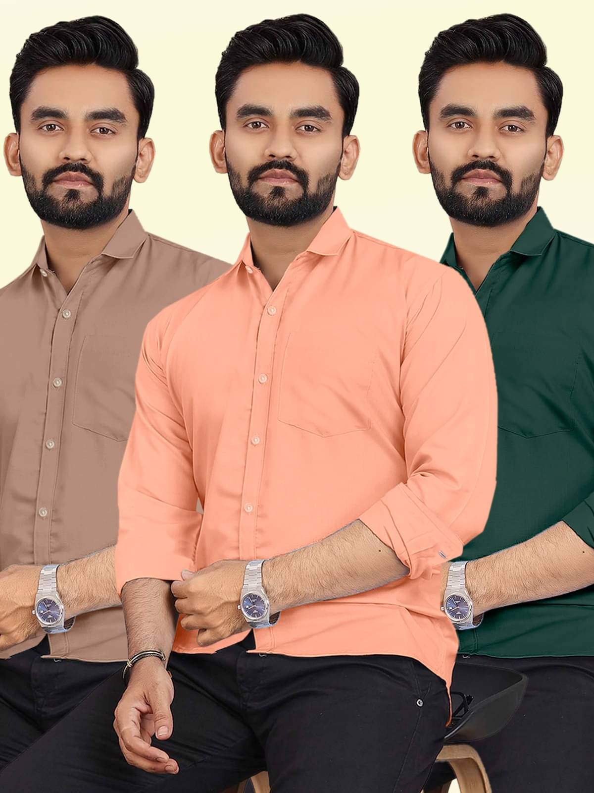     			ALY JH0N Cotton Regular Fit Full Sleeves Men's Formal Shirt - Multicolor 3 ( Pack of 3 )