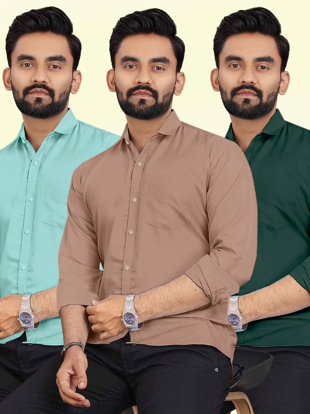     			ALY JH0N Cotton Regular Fit Full Sleeves Men's Formal Shirt - Multicolor 1 ( Pack of 3 )