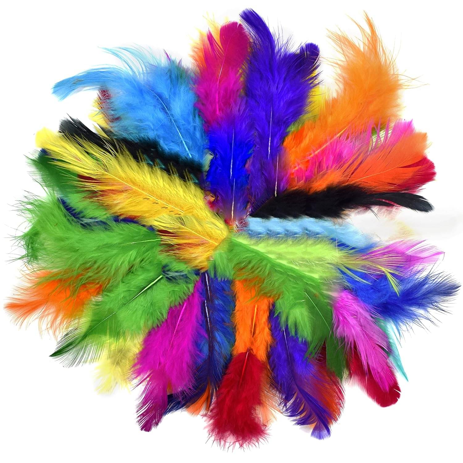     			Asian Hobby Crafts Synthetic Natural Dyed Feathers - 80 Multicolor, 4-5 Inch for Crafts ( Pack of 1 )
